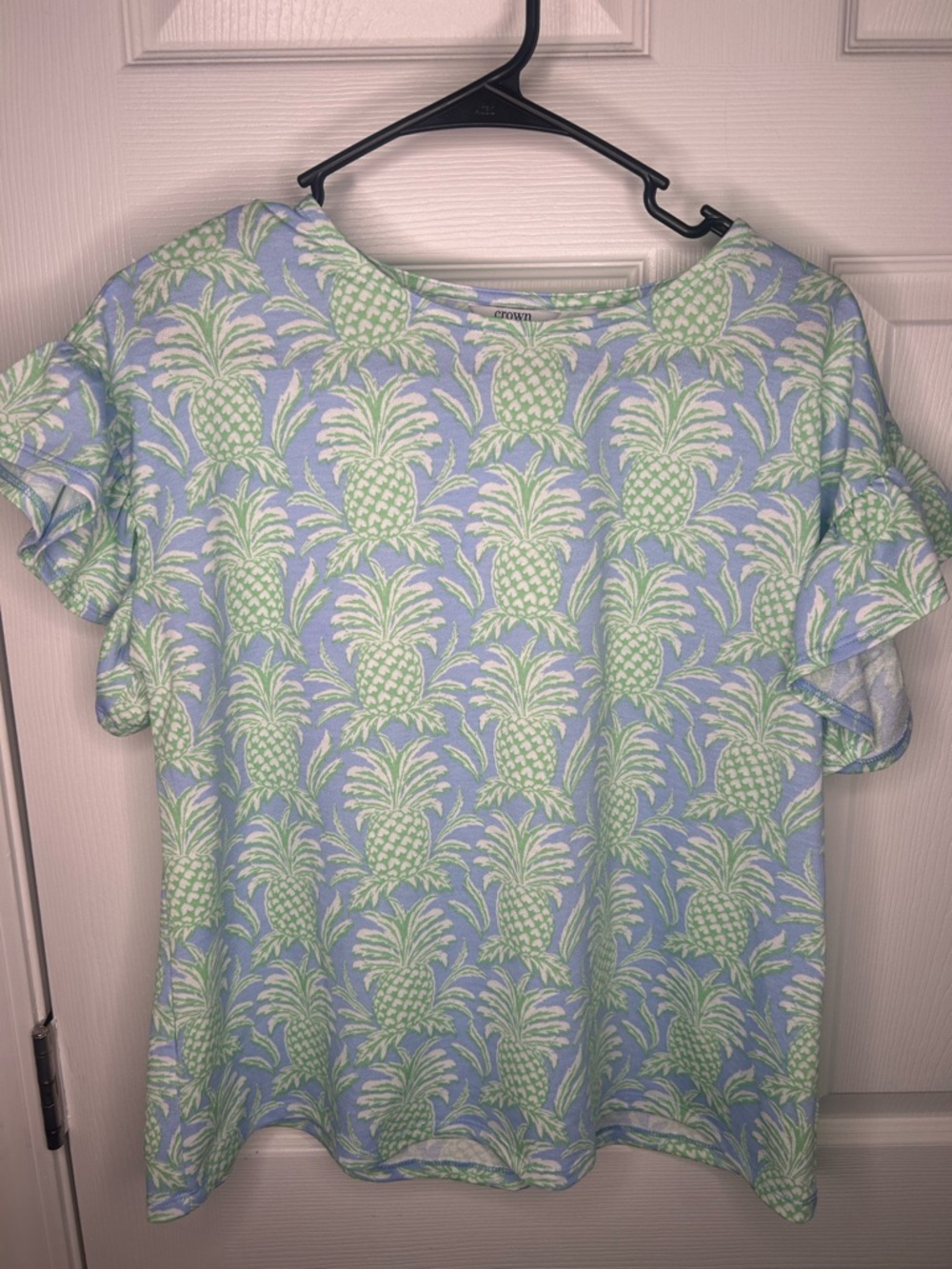 Crown and ivy Light Blue & Mint Pineapple Print Top sz petite xxl